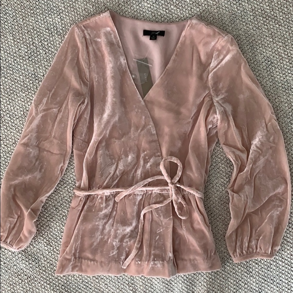 J. Crew | Velvet Faux-wrap Top - Picture 2 of 5